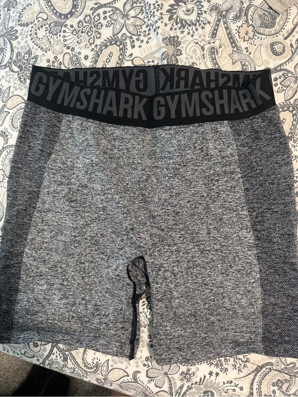 Gymshark Black and Gray Workout Shorts with Branded Waistband